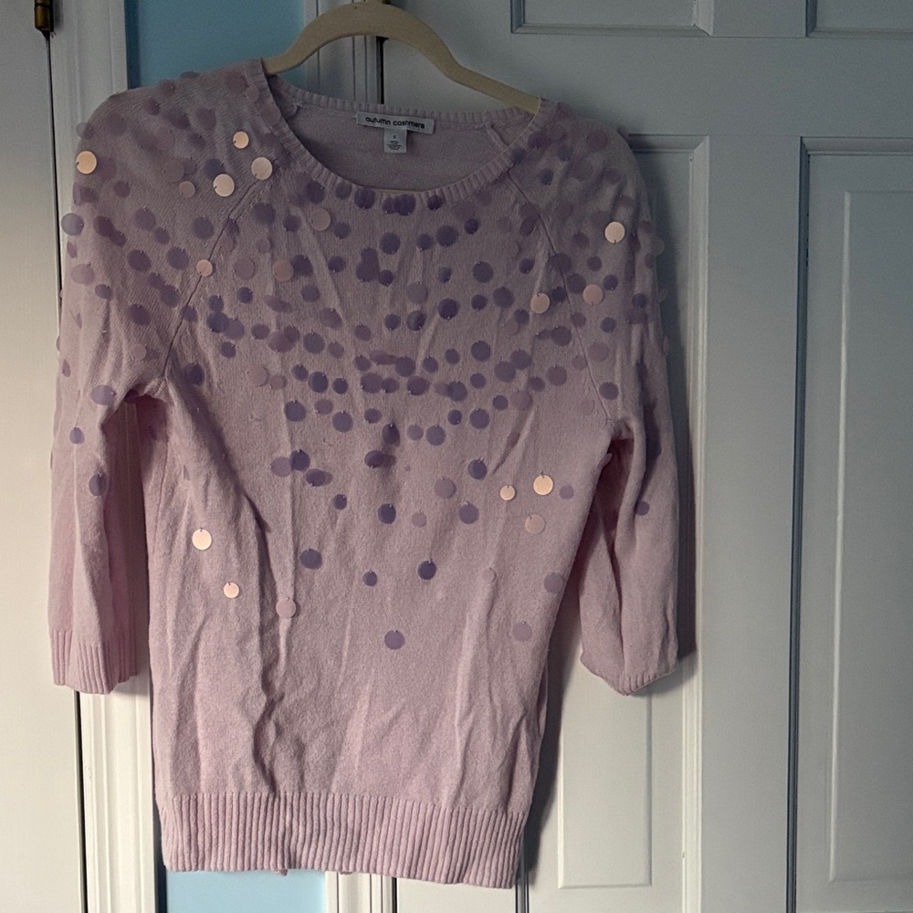 Autumn Cashmere Light Pink Sequin Dot Crewneck Sweater